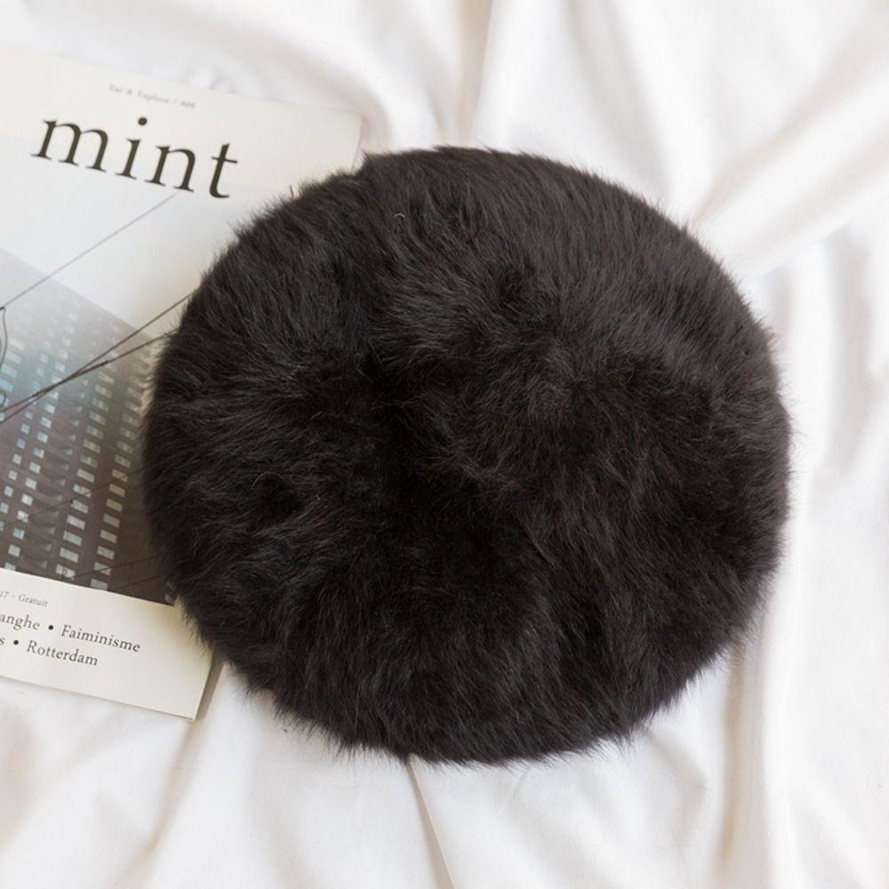 Plush Beret Hat Cute Knitted Cap Korean Version Cold Cap Autumn Winter