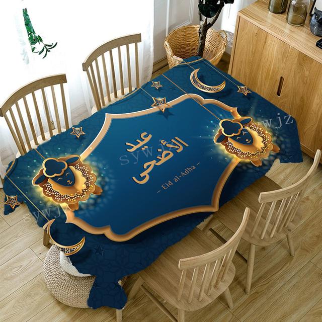 Eid Muslim Festival Decoration Tablecloth Home Kitchen Accessories Restaurant Party Ramadan Table Stain Resistant Tablecloth