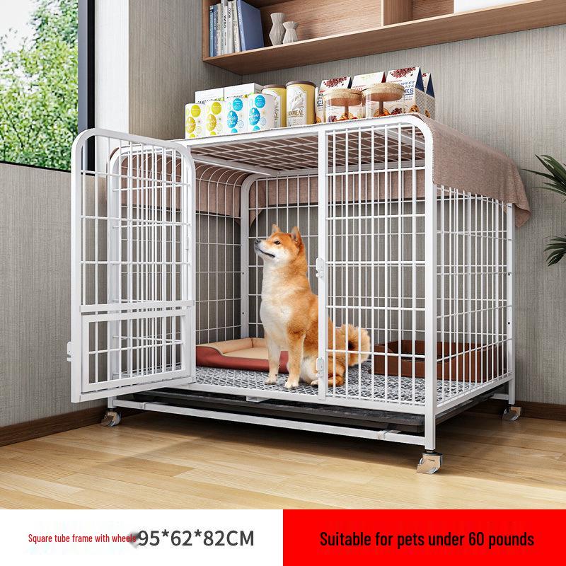 Indoor Dog Cage with Toilet for Medium to Large Breeds - Border Collie, Golden Retriever, Bichon