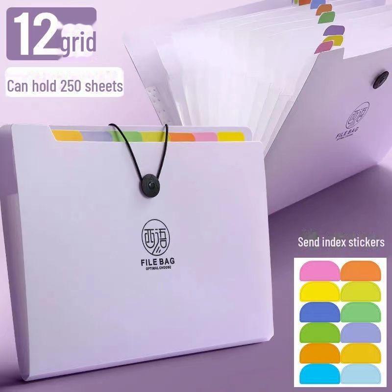 A4 Accordion File Folder, 12-Grid Large Capacity for Documents and Office Supplies