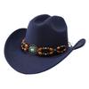 Autumn and Winter Woolen Top Hat Tibetan Hat European and American Style Jazz Hat Western Cowboy Hat Big Brim Felt Hat