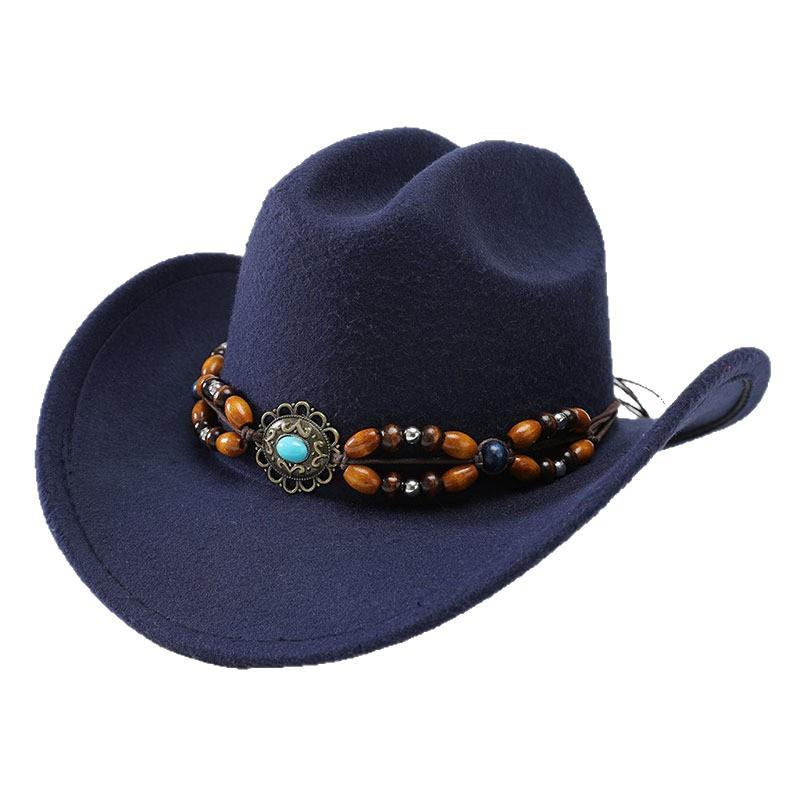Autumn and Winter Woolen Top Hat Tibetan Hat European and American Style Jazz Hat Western Cowboy Hat Big Brim Felt Hat
