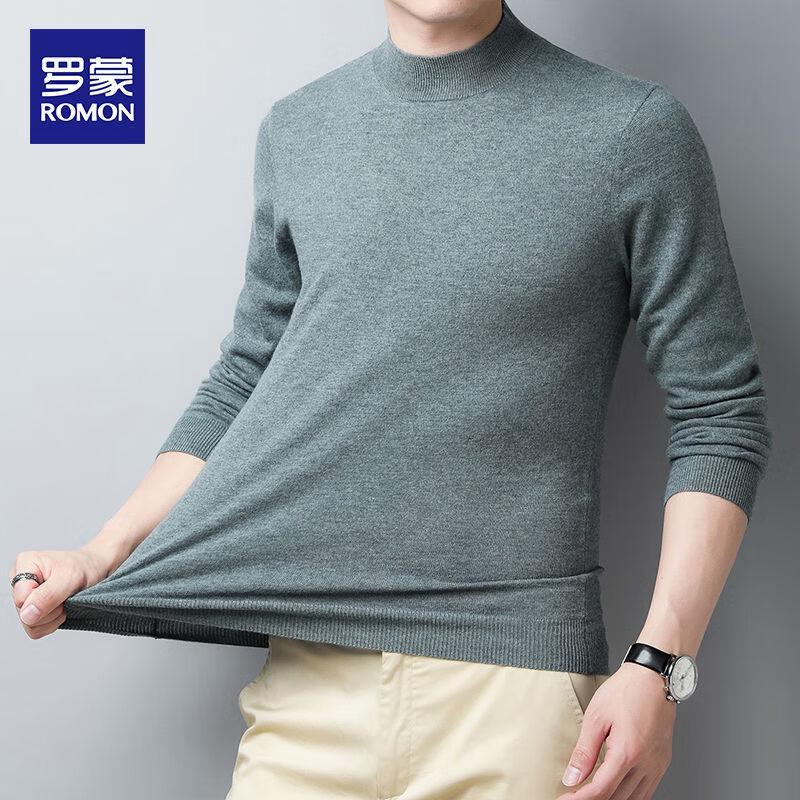 Romon Men s 100% Wool Round Neck Pullover Sweater L