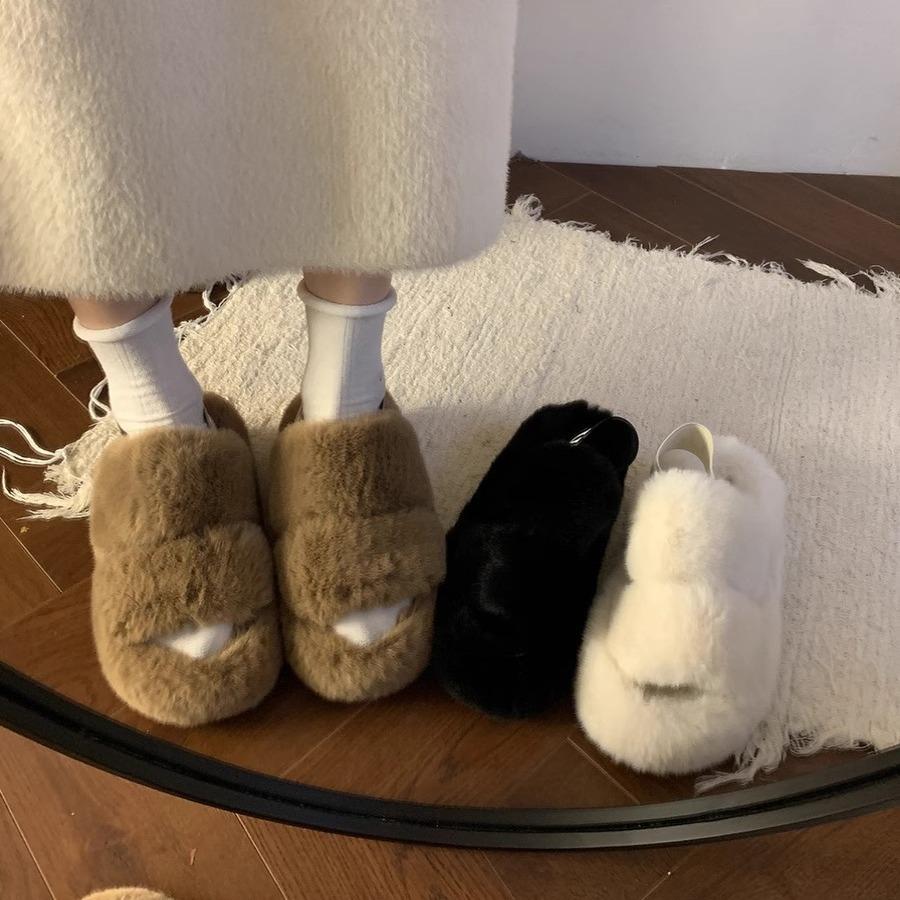 Casual Soft-soled Slippers Women Wear In Autumn and Winter, New Thick-soled Mao Mao Drags Out and Steps On Shit, Internet Celebrities Popular Mao Mao