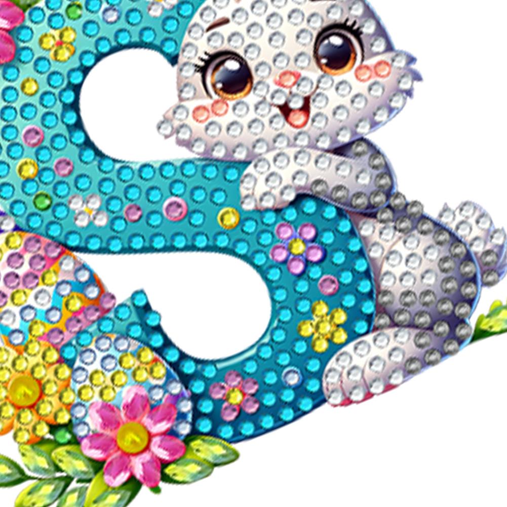 PET Double Sided Special Shaped Easter Alphabet DIY Diamond Painting Keychain