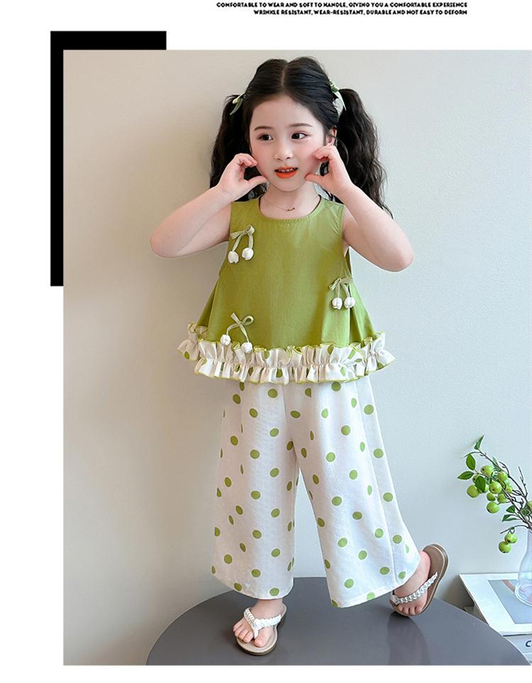 Girls' Summer Sleeveless Set 2026 New Children's Vest Wide Leg Pants Two-piece Set Stylish Baby Summer Clothes