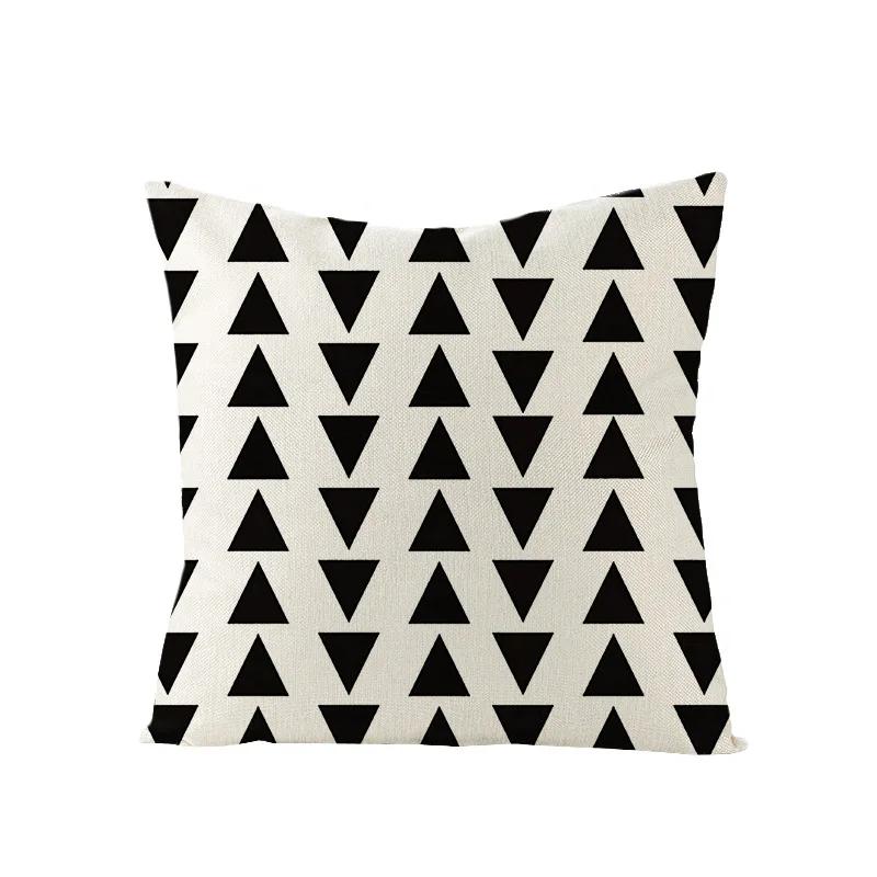 Linen Simple Black White Geometry Cushion Case Modern Nordic Simple Decorative Pillows Case Livingroom Sofa Couch Throw Pillows