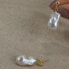 European and American fashion big baroque pearl retro temperament earrings 925 silver stud earrings women's irregular fishtail pearl hanging