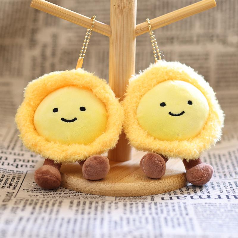 1 Piece Lovely Soft Fried Egg Creative Pendant Toys Cute Egg Tart Sun Doll Keychain Home Decoration Holiday Kids Gift