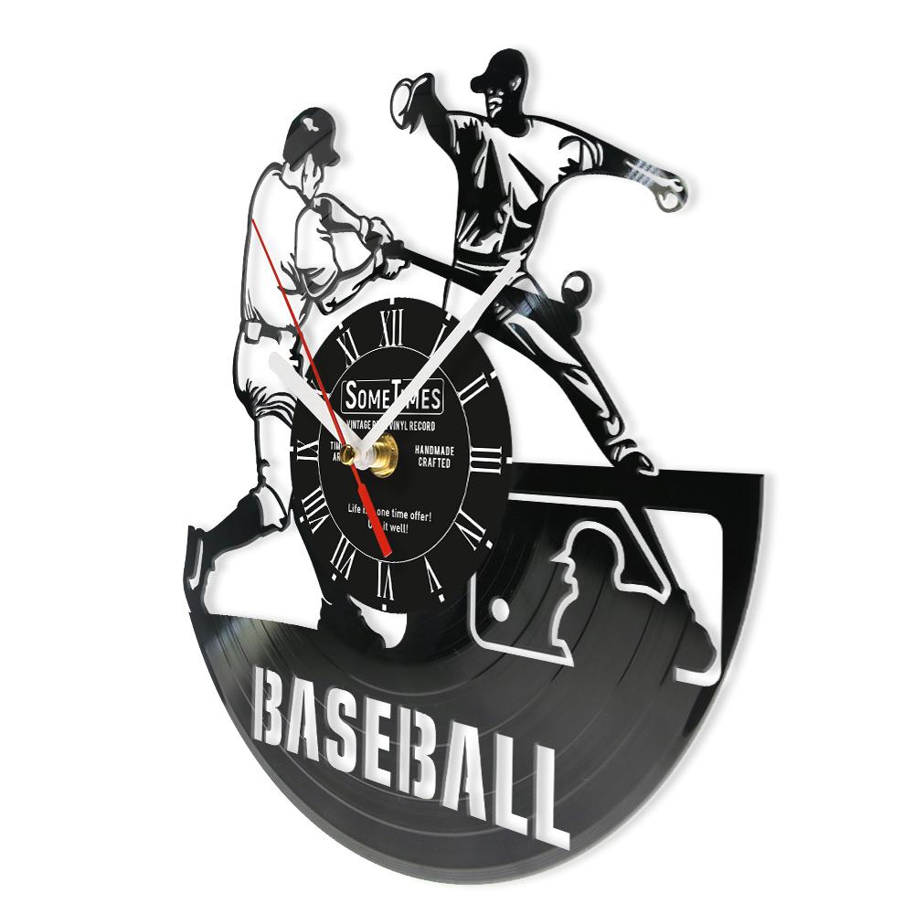 Baseball Custom Wall Clock Made of Real Vinyl Record Personalized Name Laser Cut Music Album Retro Wall Clock Boys Room Decor