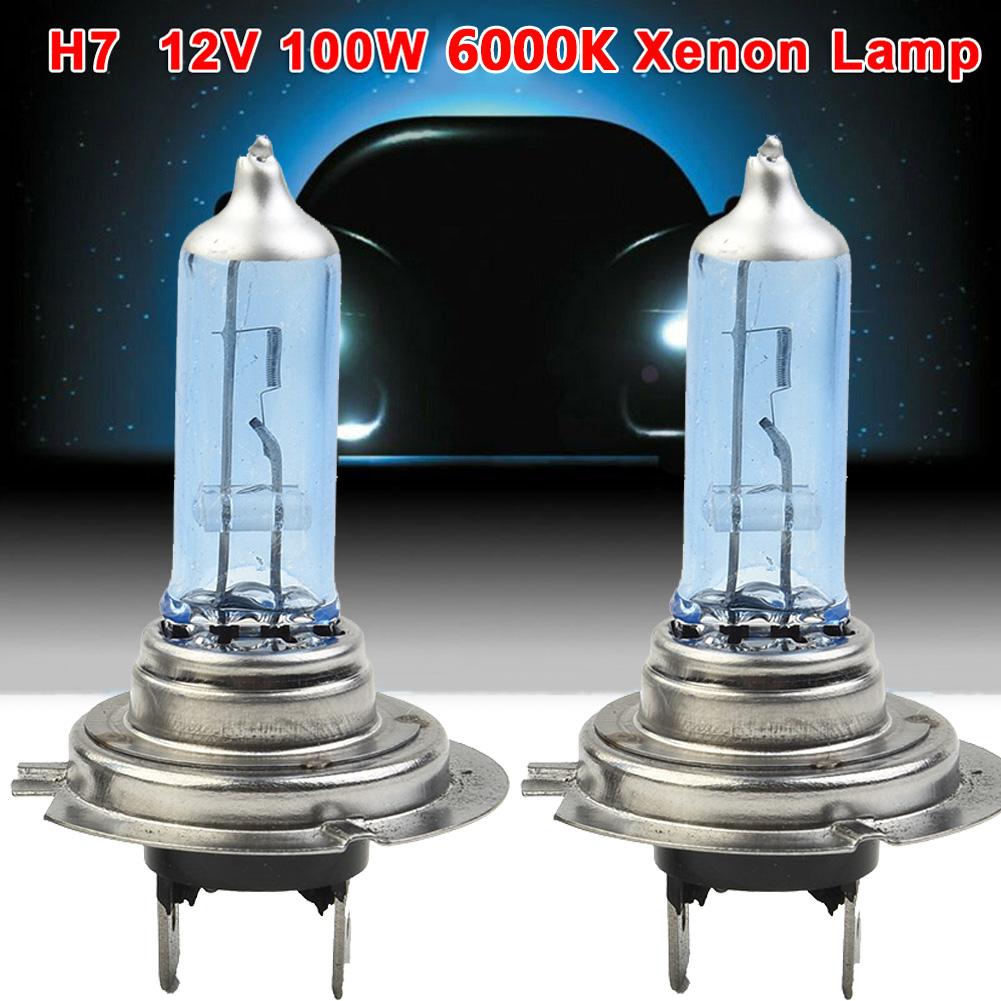 2 PCS Super Bright Halogen Bulbs White 12V H7 100W 6000K Xenon Lamp Car Headlight Fog Lights Driving Lamp Replacement Parts