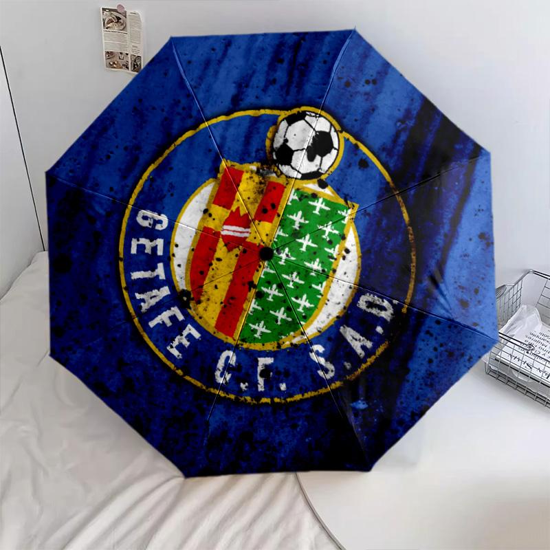 Getafe CF pattern, automatic folding umbrella, portable and foldable design, 8 ribs, a Christmas or birthday gift.