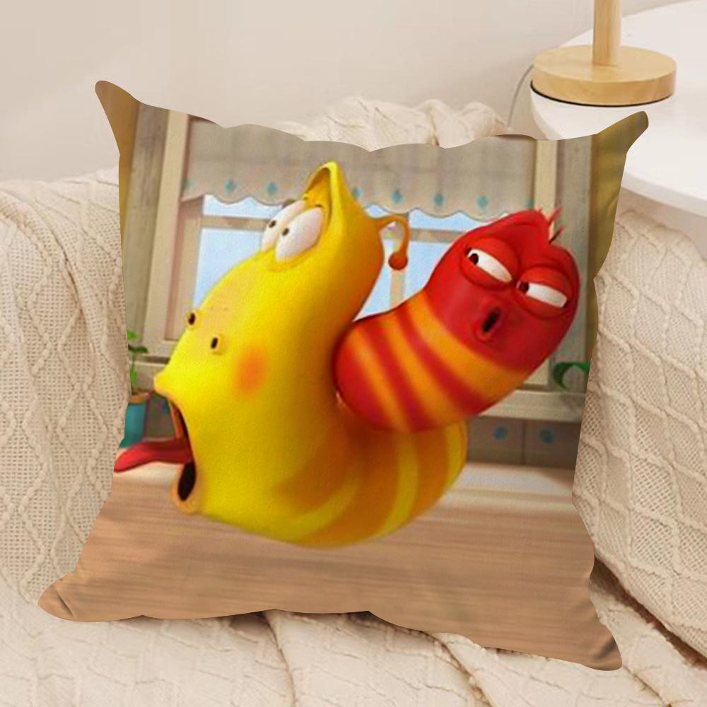 Funny L-Larva Cushion Cover Silky Short Plush Double-Sided Printed Pillow Case for Sofa All Seasons Home Decor Gift