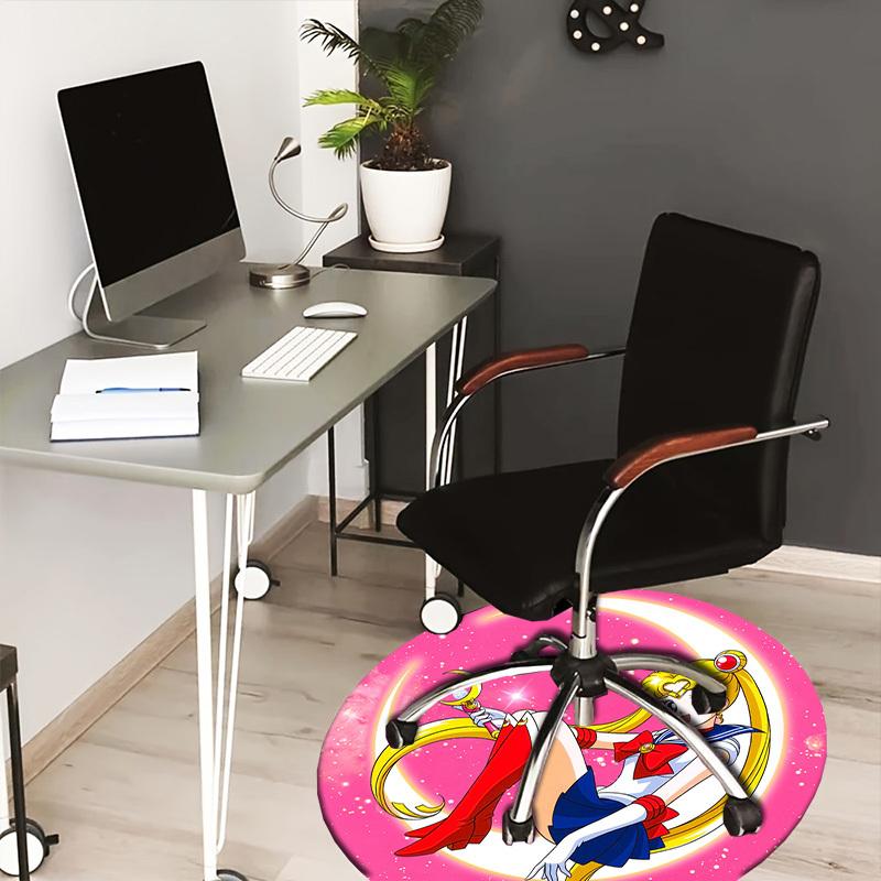 1pc Sailor Moon Round Carpet, Made of Polyester,Perfect for Decorating Office Chairs, Living Rooms Fplt057