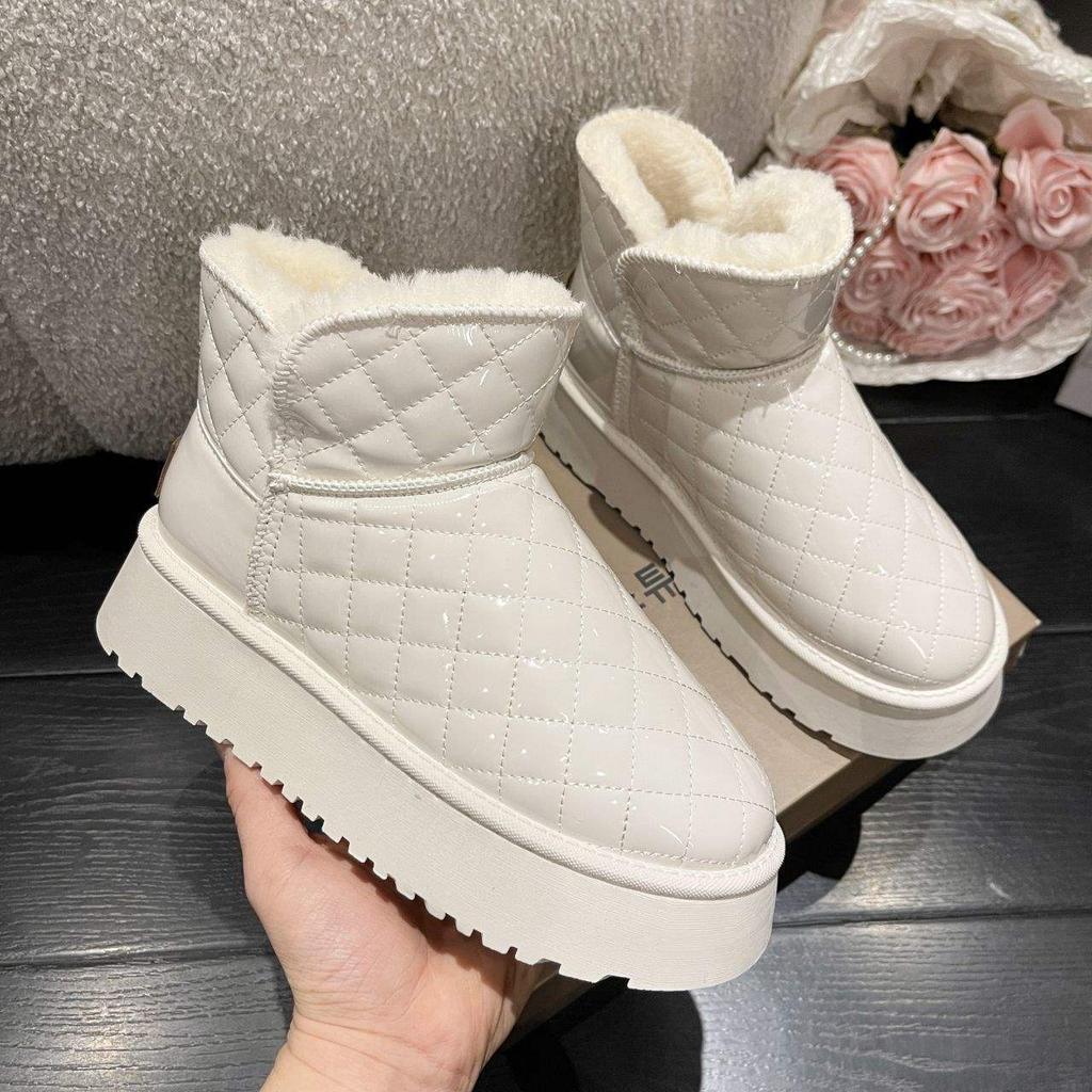 Damenschuhe wasserdichte Schneestiefel Damen 2025 Winter neu verdickt rutschfest Samt thermisch Baumwollschuhe Stiefeletten erhöhte Höhe