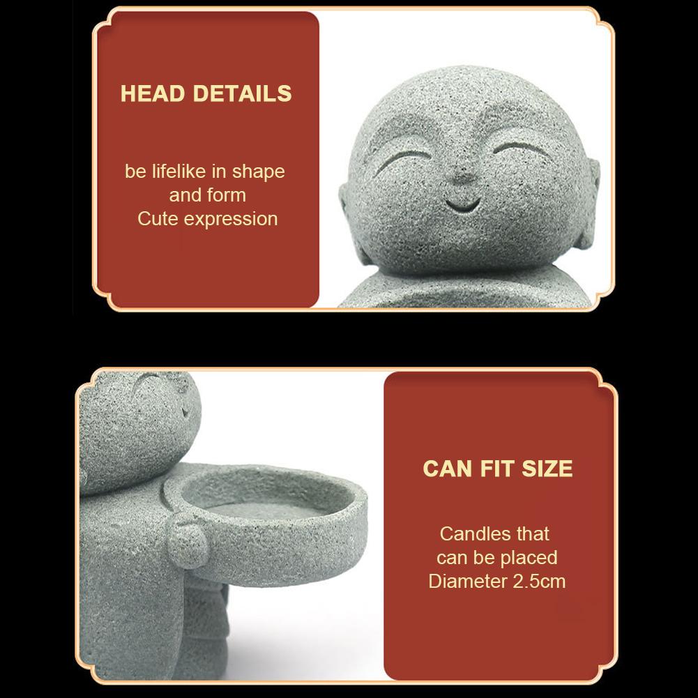 Teelichthalter Kleine Buddha-Statue Kerzenhalter Niedliche Teelicht-Buddha-Figur Kerzenständer Zuhause Chinesische Dekoration
