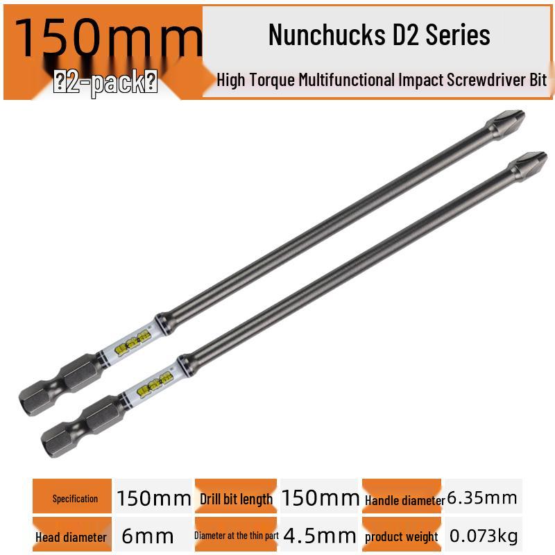 Nunchucks D2 Series Magnetic Alloy Steel Phillips Drill Bit - High Hardness & Impact Resistant