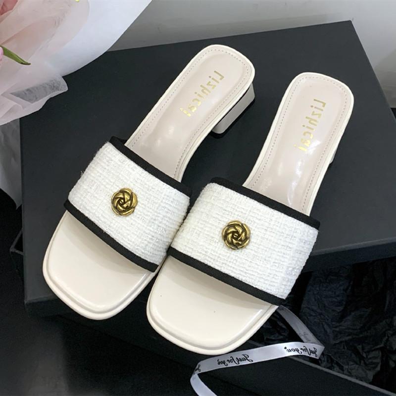 

Модные летние дизайнерские женские шлепанцы на массивном каблуке с открытым носком, на танкетке, на квадратном каблуке, удобные шлепанцы-слайды Sandalias De Mujer Verano 2025 35