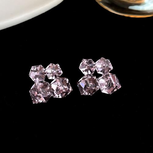 Retro oil painting flower earrings French super fairy purple oil drop earrings high-end earrings