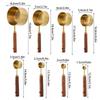 Tazze e Cucchiai Misuratori in Acciaio Inossidabile con Manico in Legno Dorato Strumenti per la Cottura Set di Cucchiai Misuratori per Caffè Accessori per Bilancia da Barman