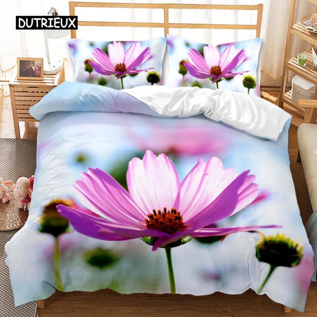 Chrysanthemum Duvet Cover Blooming Floral Branches Botanical Natural Bedding Set Flower Queen King Size Polyester Qulit Cover