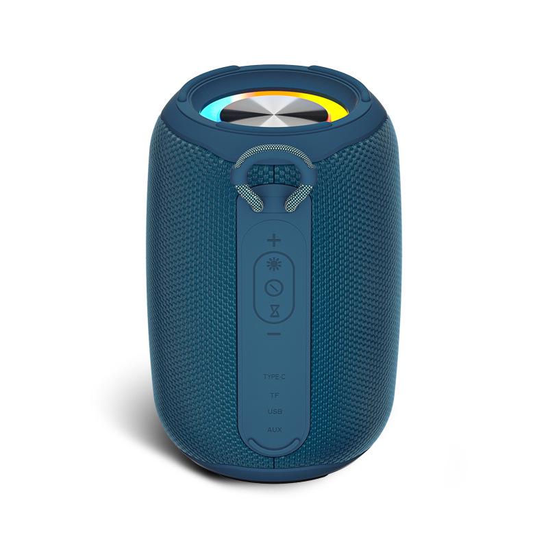 

IPX6 Waterproof Bluetooth Speaker with Subwoofer & Colorful Light, Wireless with Card Slot море синього кольору