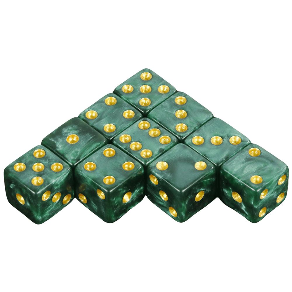 

12 мм D6 кубики, 10 шт. Міні кубики для карткових ігор, розваг, азартних ігор green golden