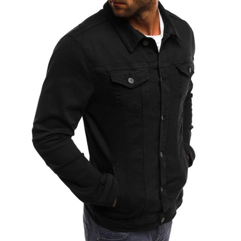 Men's Denim Jacket Casual Solid Color Jacket Cardigan Button Tooling Jacket