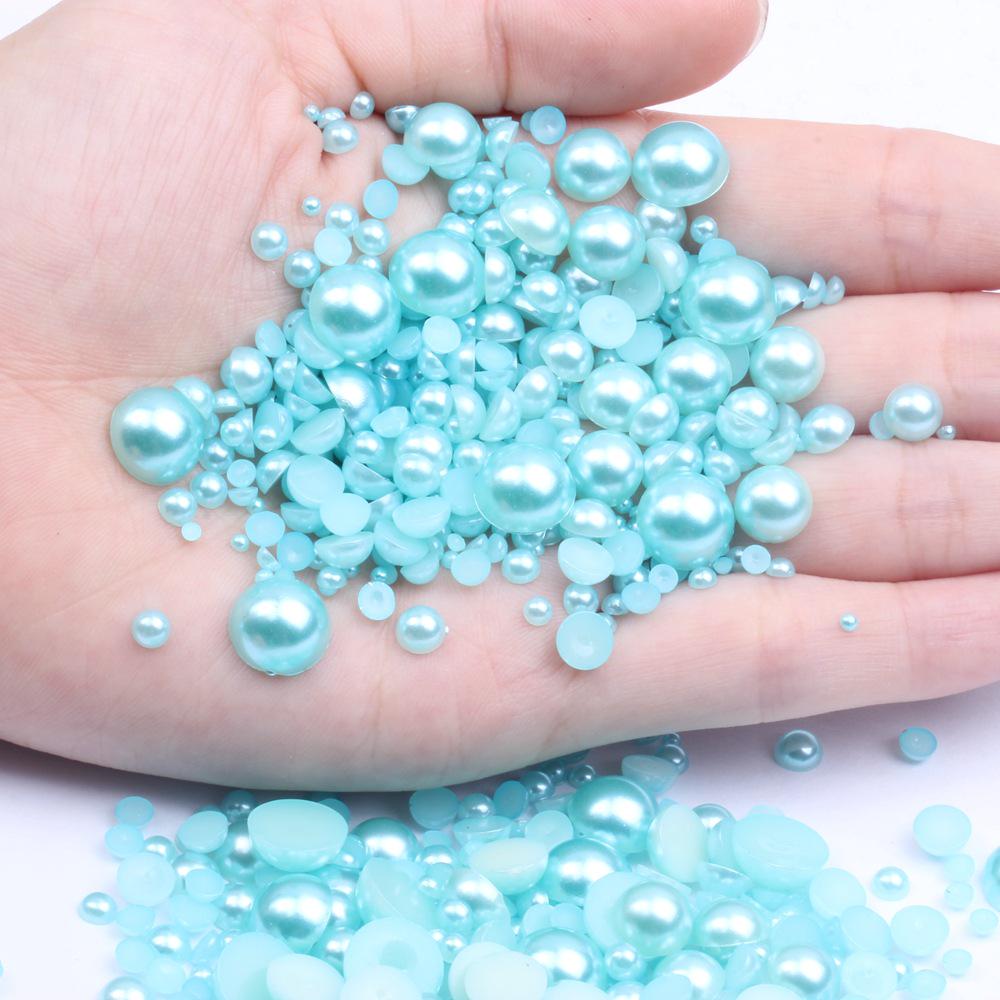 Colorful Flat-Bottomed Semi-Round ABS Imitation Pearls, 2-10mm, Mixed Sizes, 1000 Pieces for DIY Jewelry