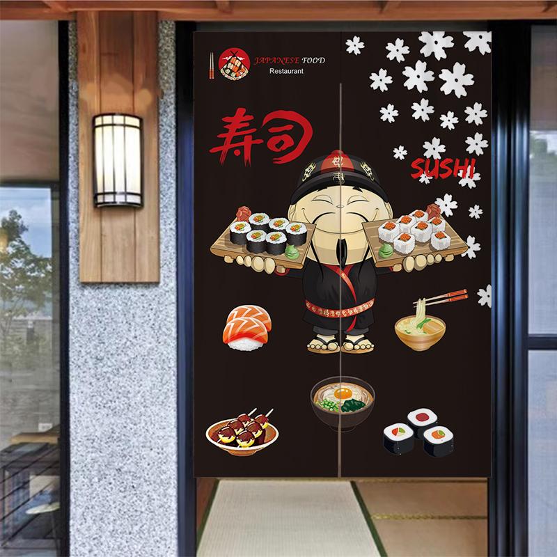 

Japanese Restaurant Door Curtain Sushi Sashimi Restaurant Decorative Curtain Kitchen Exit Fabric Partition Curtain 60x90cm