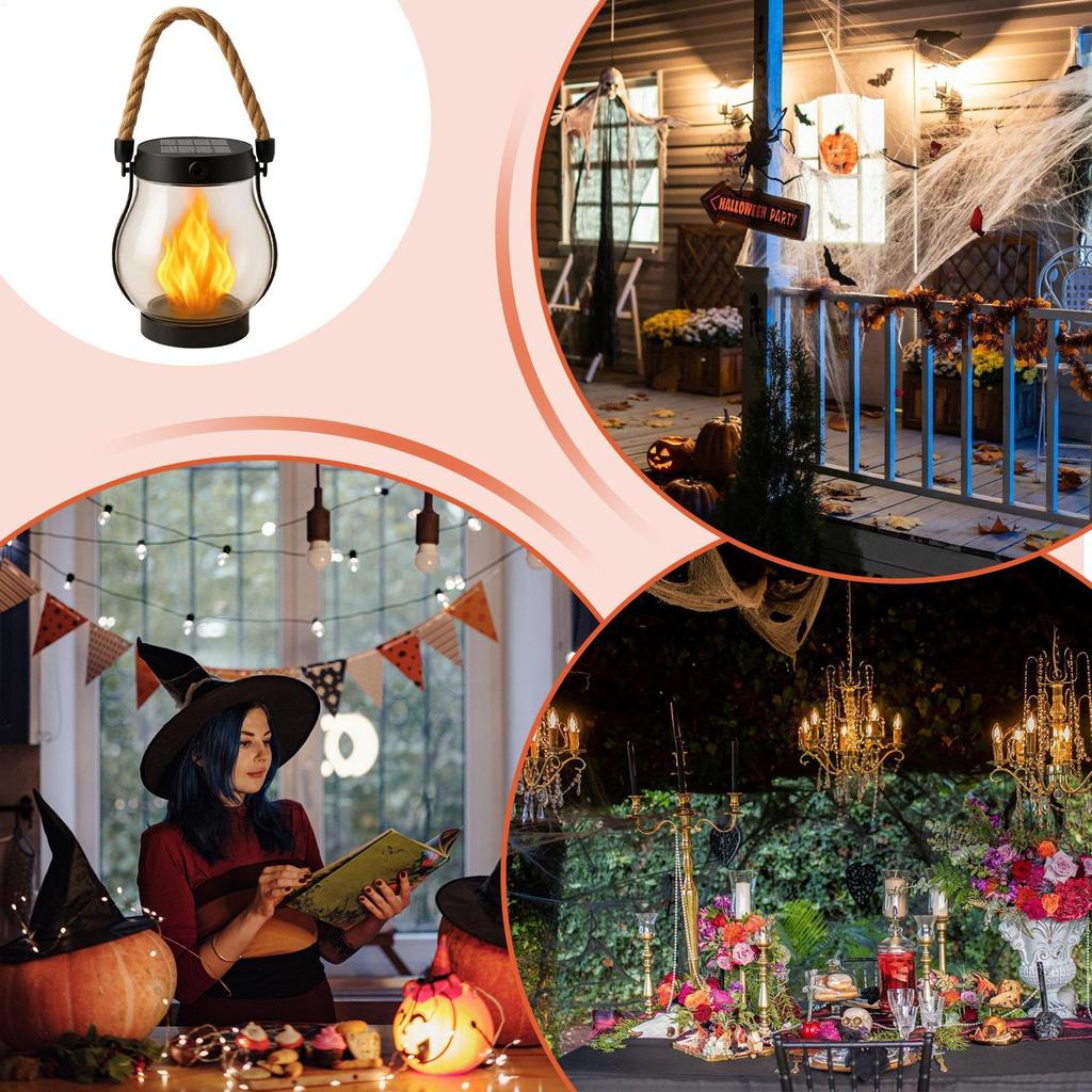 Garden Solar Lanterns Solar Lanterns Outdoor Waterproof Lighting Flickering Flame Design USB Charging Ornament for Tree Branches