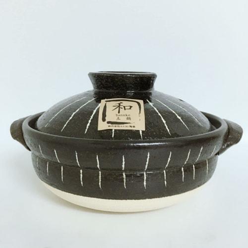 Earthenware Rice Cooker/rice Kettle, Ceramic, Banko Ware, Kurojukusa, Direct Heat, Microwave, and Oven Safe (No. 9 Pot)