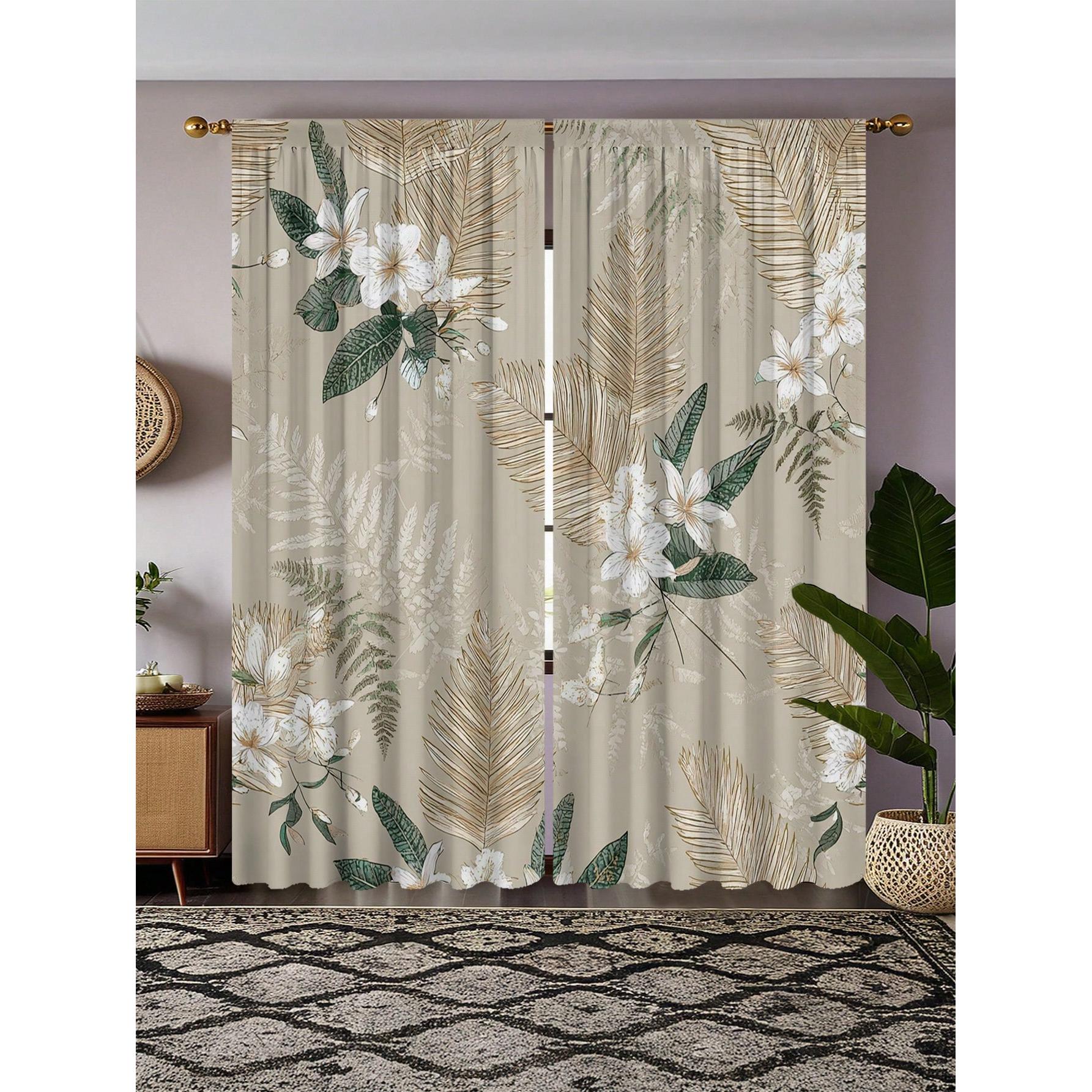 

2pcs Elegant Vintage Floral Pattern High Definition Digital Printing Curtain Polyester Shading Curtain With Rod Pocket Design 100*130 Grommet Top 1pcs