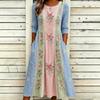 Women's Crew Neck Long Sleeve Loose Fit A-Line Midi Dress Casual 3D Floral Print