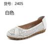 Fashion GKTINOO White Genuine Leather Ladies Breathable Summer Shoes Women Flats Slip-On Loafers Round Toe Soft Flat Shoes Casual