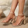 Transparent Pvc Strap Nude Sandals Women 2025 Summer Round Toe Super High Heel Ankle Strap Sandals Party Dress Shoes