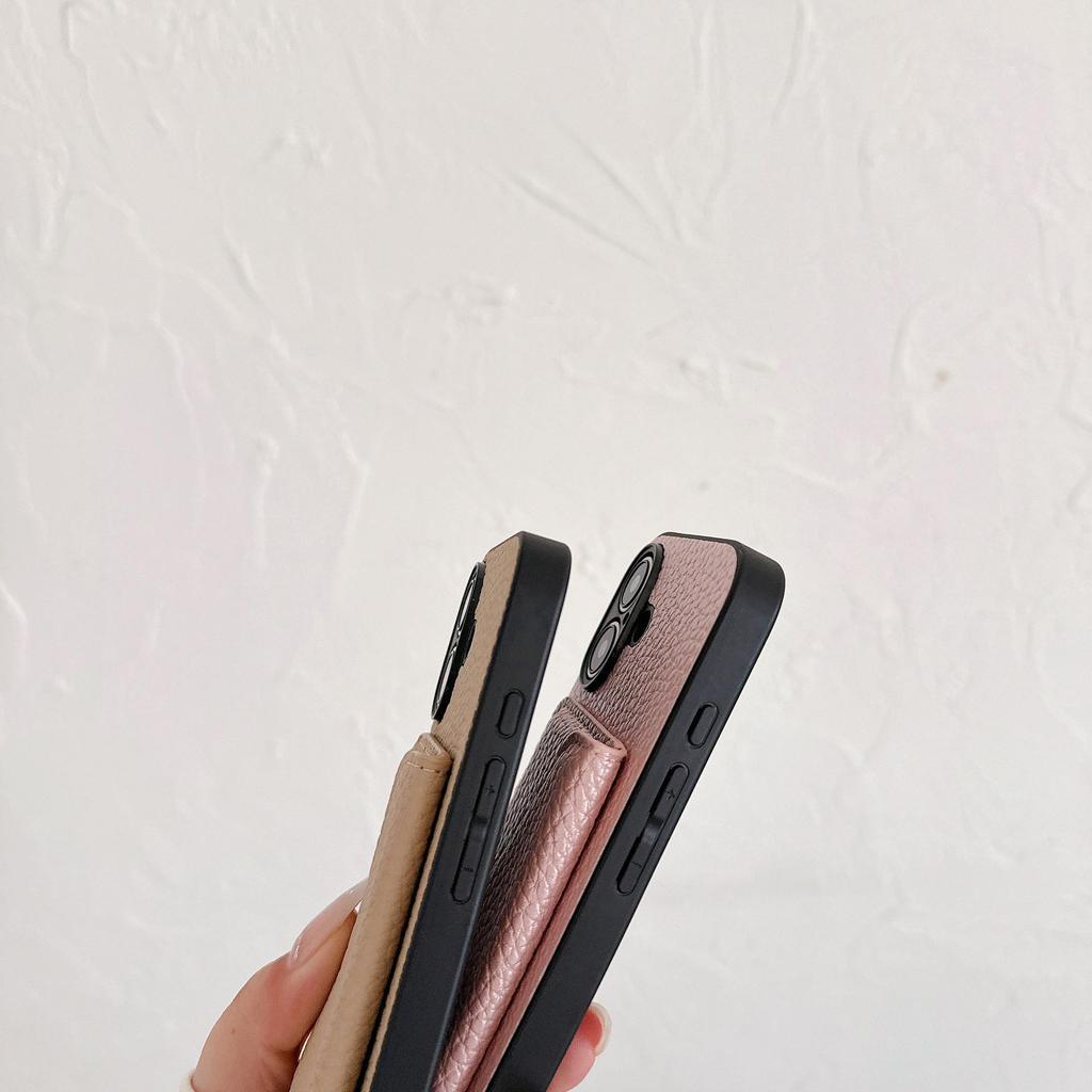 iPhone 17 Case: Lychee Pattern Leather Crossbody Lanyard Card Holder Protective Case for Apple 14 Pro
