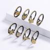 New Micro-inlaid Zircon Pendant Ring Female Personality Black Gold Two-tone Jewelry Fashion Different Shape Pendant Ring