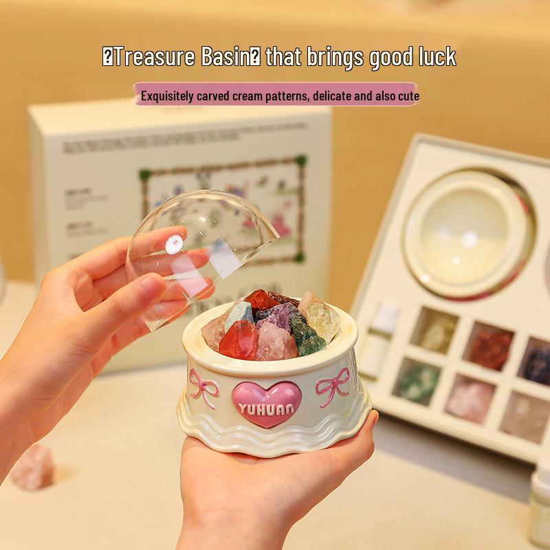 Aroma Diffuser Stone Gift Box for Girls - Crystal Ornament with Essential Oil Fragrance, Long-lasting Light Scent