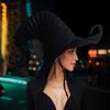 Witch Hat with Chin Strap Pleated Gothic Halloween Hat Elastic Wind Cord for Adults & Kids New Arrival Halloween Accessories