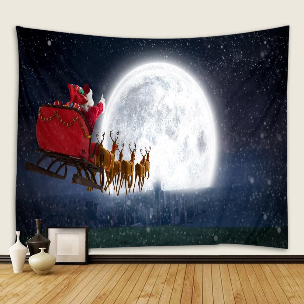 Santa Elk Tapestry Christmas Garden Poster Outdoor Living Room Bedroom Dormitory Background Cloth