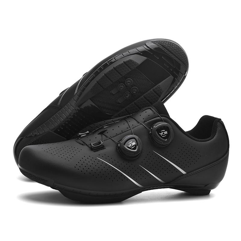 Unisex Road MTB Cycling Shoes With Dual Buckle Hard Sole Rubber Outsole