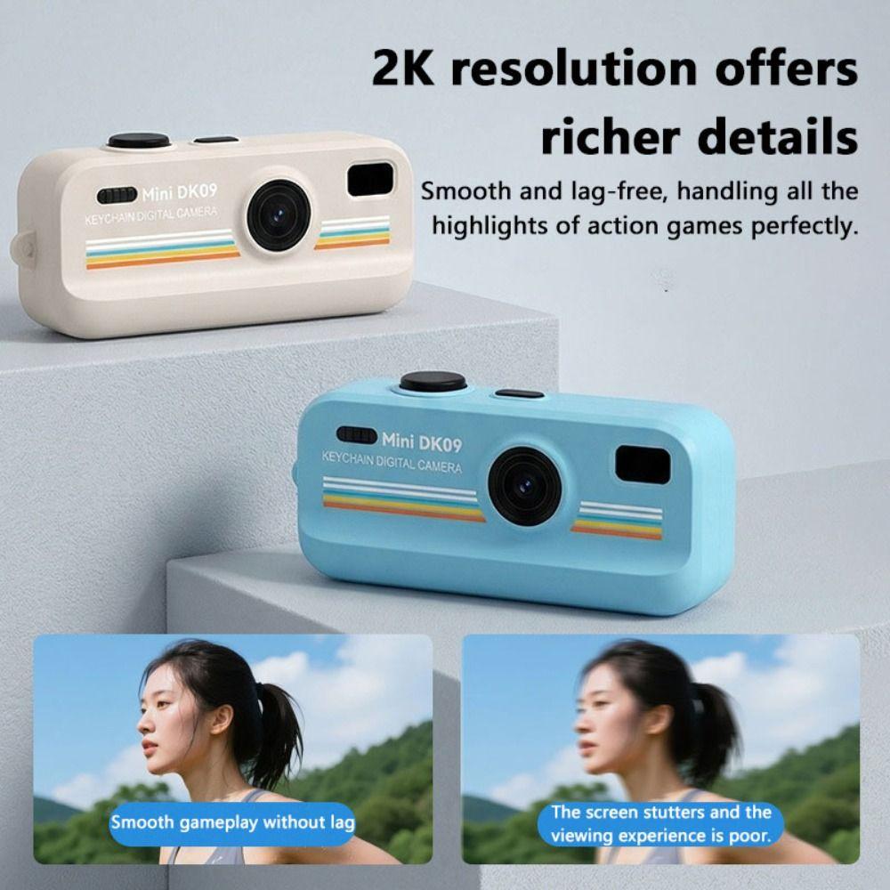 with Flash Retro CCD 16x Zoom 2K HD Thumb Camera Keychain Mini Digital Camera  For Vlogging