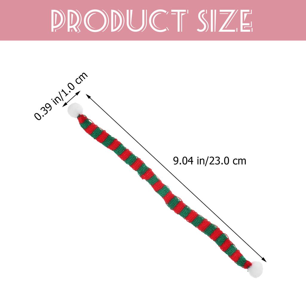 5Pcs Knitted Mini Christmas Scarves Red Green Striped Soft Neckerchief for Wine Bottle Little Snowman Home Decoration Festival