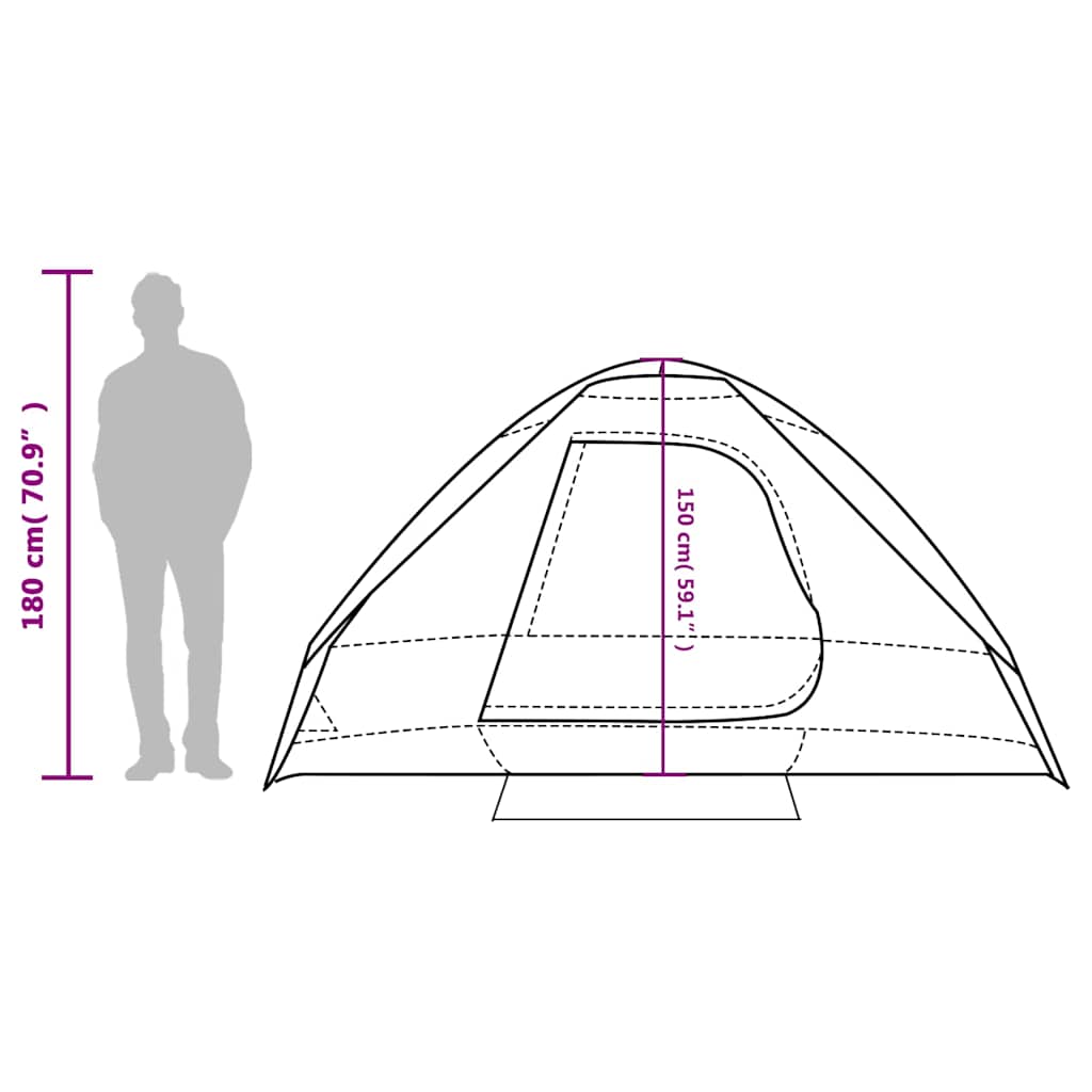 Dome Camping Tent for 4 Persons White & Dark Waterproof