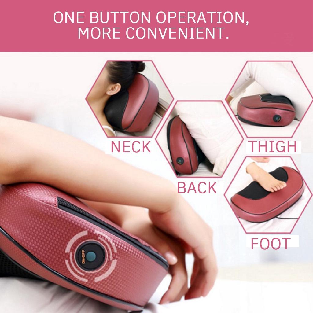 16 Heads Electric Neck Back Heat Massage Pillow Shiatsu Shoulder Deep Kneading Massager Infrared therapy for shiatsu