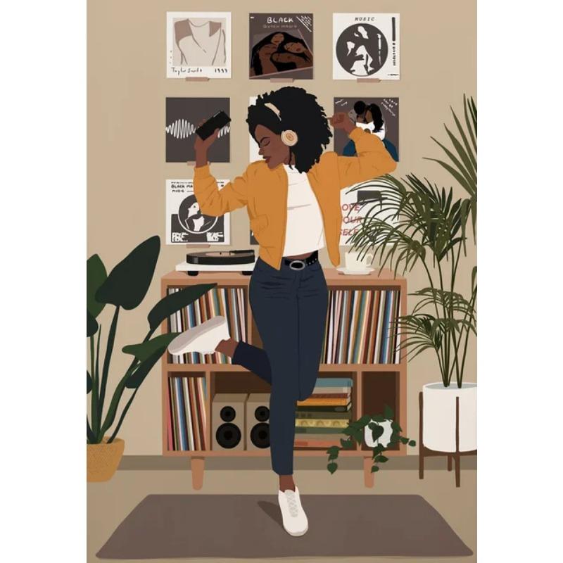 Elegant Black Woman African American Couple Canvas Poster Print Wall Art for Living Room Bedroom  Perfect Home Decor Gift