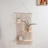 Macrames Wall Shelf 3 Tiers Tassels Shelves for Wall Tapestry Hangings Shelves Cotton Rope Organizers Indoor Plant Decors