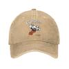 Cuphead Washed Baseball Cap Game Design Print Sun Hip Hop Hats Summer Couple Women Outdoor Gym Baseball Caps