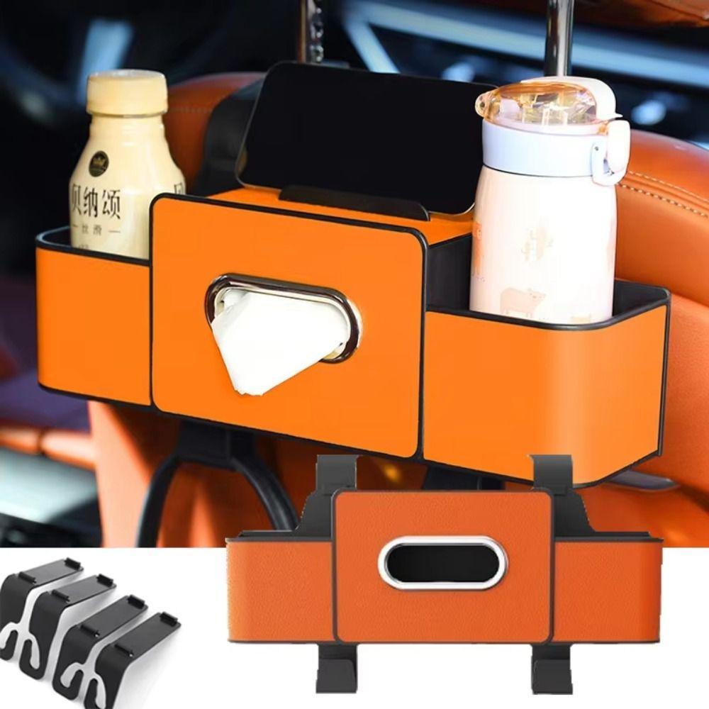 Multifunctional Car Backseat Organizer PU+Plastic Car Interior Storage Bag